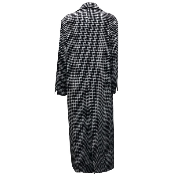 GIORGIO ARMANI BLACK / GREY HOUNDSTOOTH PATTERNED WOOL LONG COAT - Picture 3 of 4